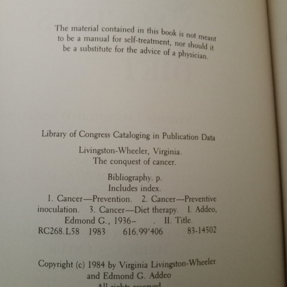The Conquest of Cancer Paperback, 1984 - Picture 2 of 3
